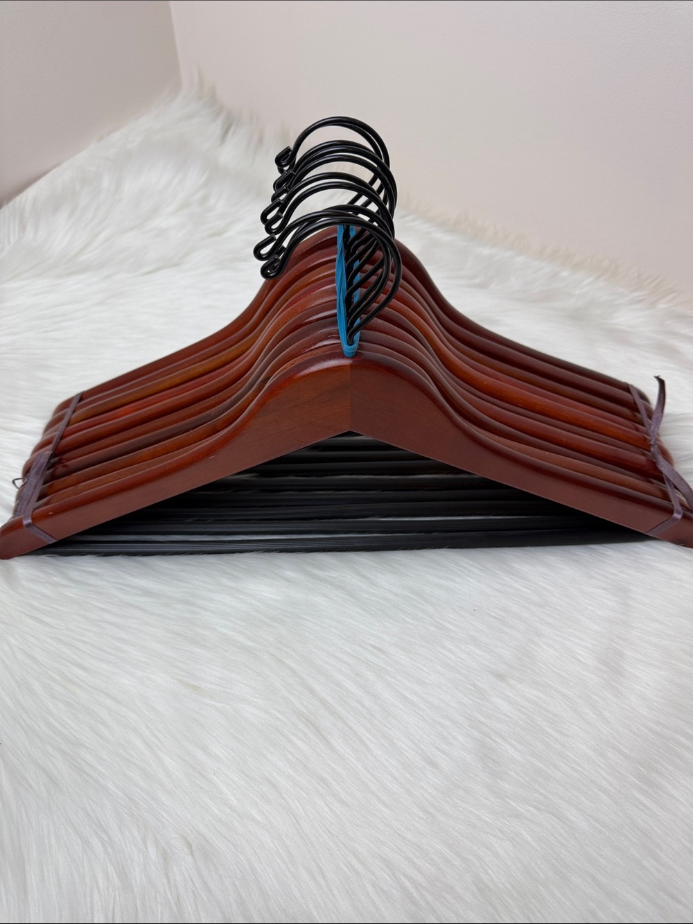 Brookstone Premium Wooden Hangers with Bar in Mahogany  - Set of 10